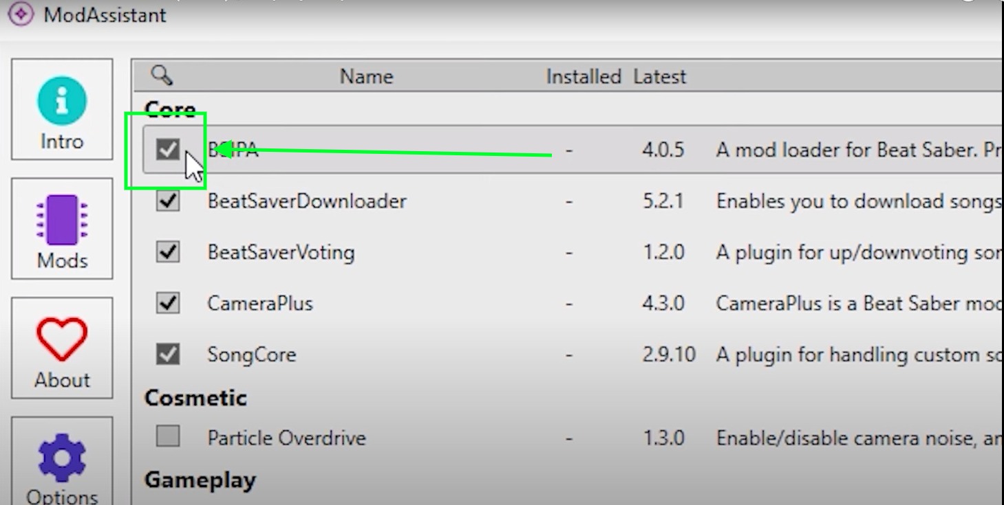 Downloading Beat Saber Mods