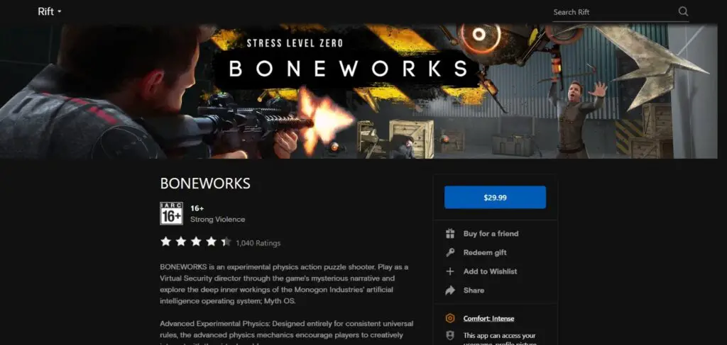 buy boneworks from the rift store